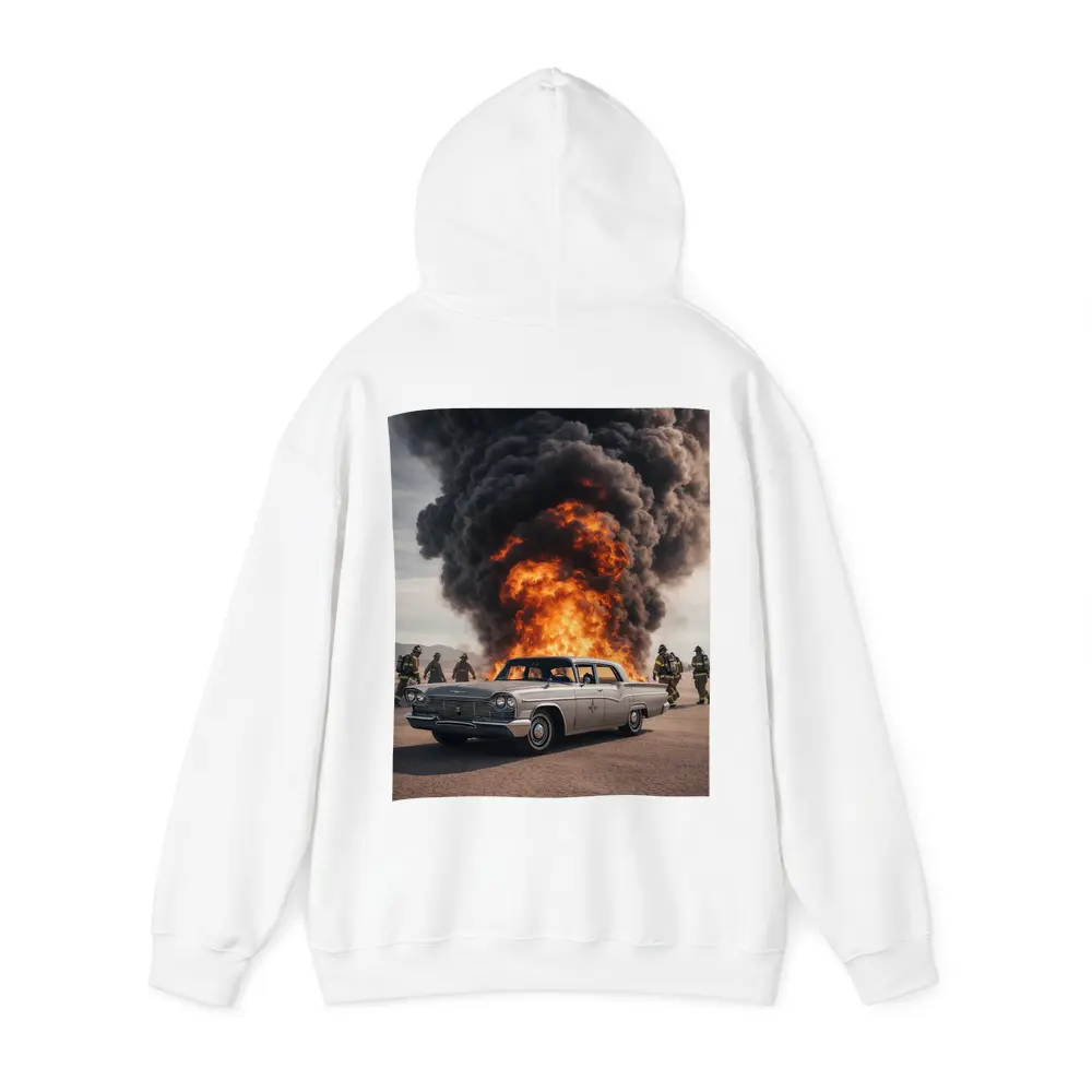 Vintage Chrysler Car Explosion Desert Scene – Hoodies