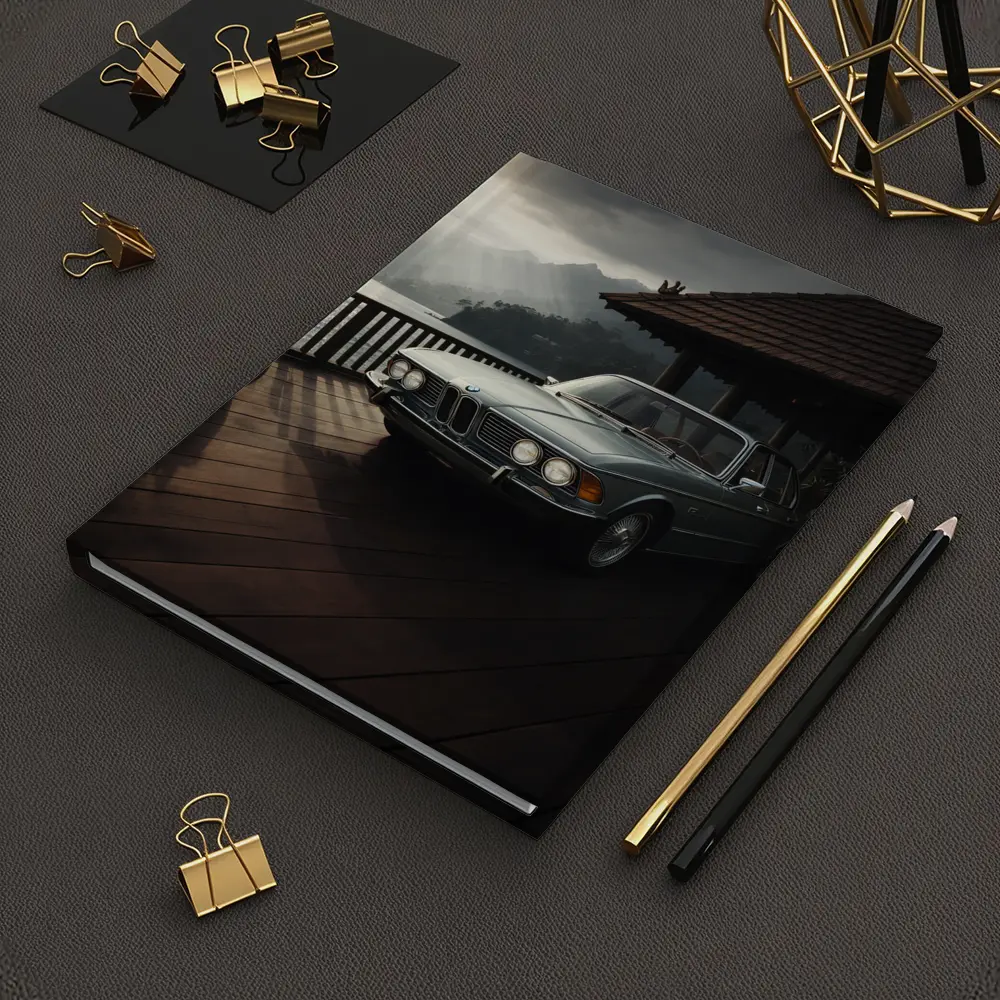 Classic BMW E3 Sedan Mountain Lakeside Setting – Notebooks