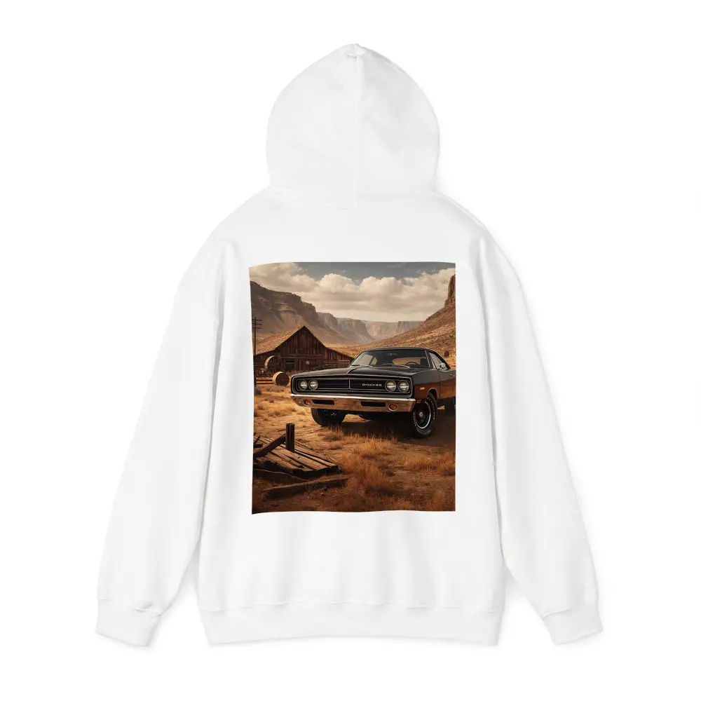 Vintage Dodge Charger Desert Barn Setting – Hoodies