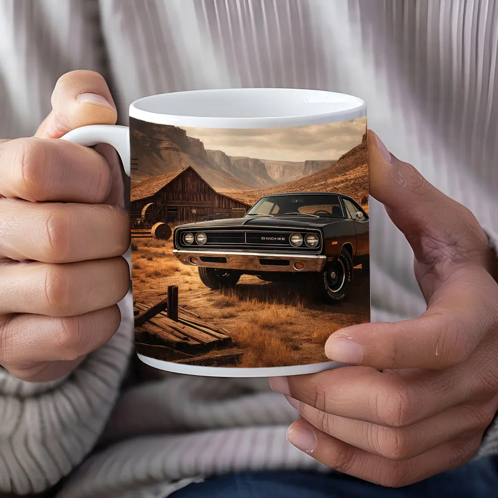 Vintage Dodge Charger Desert Barn Setting – Mugs