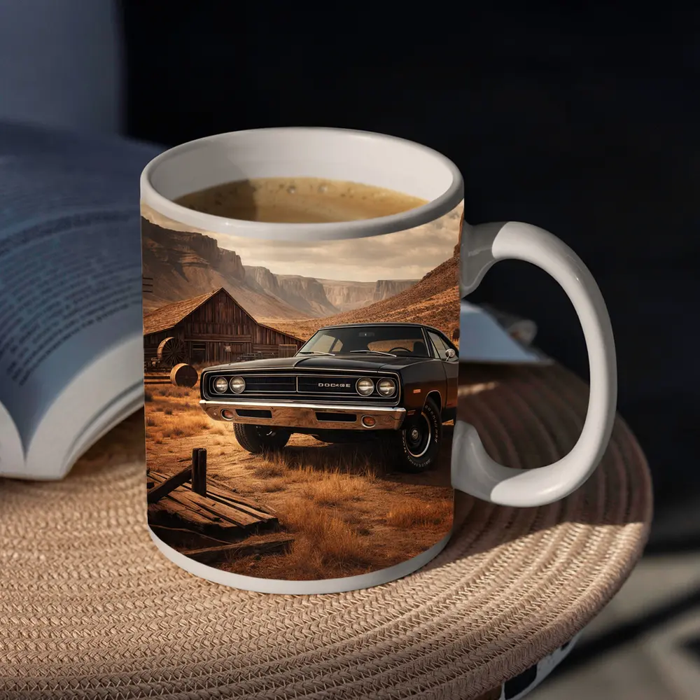 Vintage Dodge Charger Desert Barn Setting – Mugs