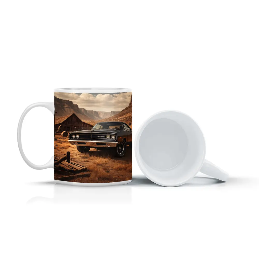 Vintage Dodge Charger Desert Barn Setting – Mugs