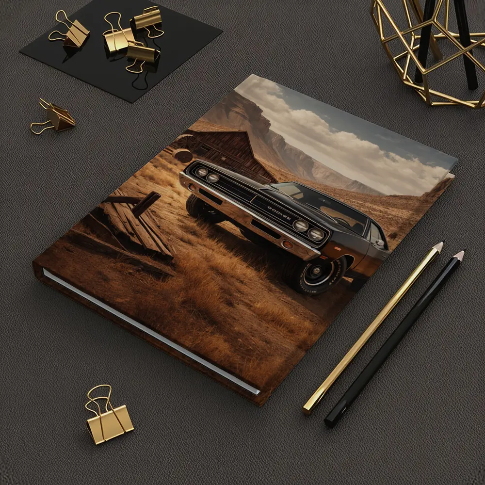 Vintage Dodge Charger Desert Barn Setting – Notebooks