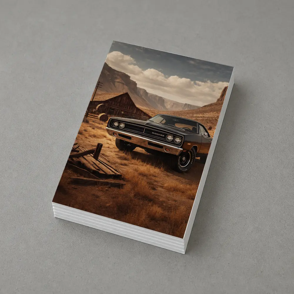 Vintage Dodge Charger Desert Barn Setting – Postcards