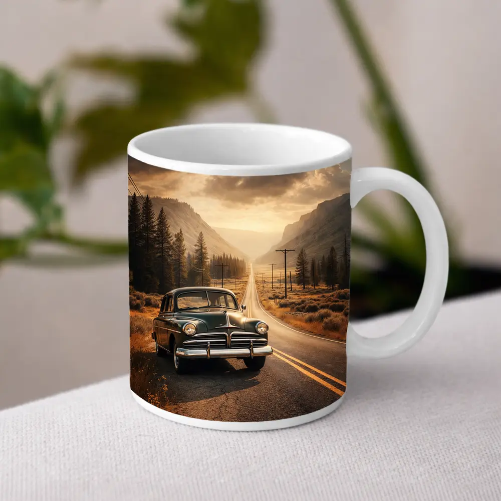 Vintage Dodge Classic Car Mountain Road – Mugs