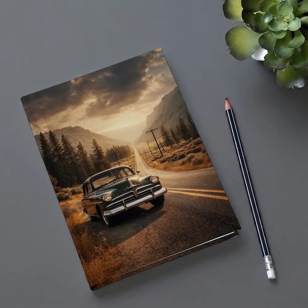 Vintage Dodge Classic Car Mountain Road – Notebooks