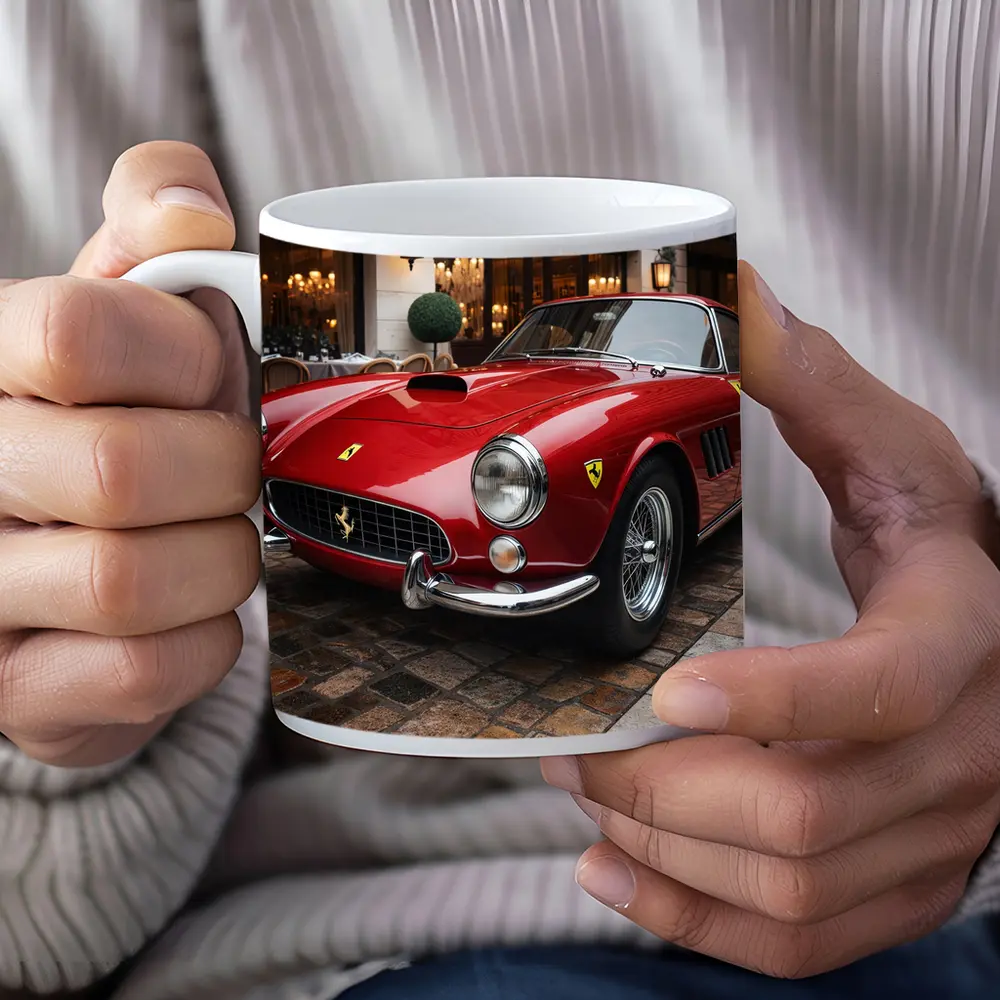 Ferrari 250 GT Classic Red Cobblestone Street – Mugs