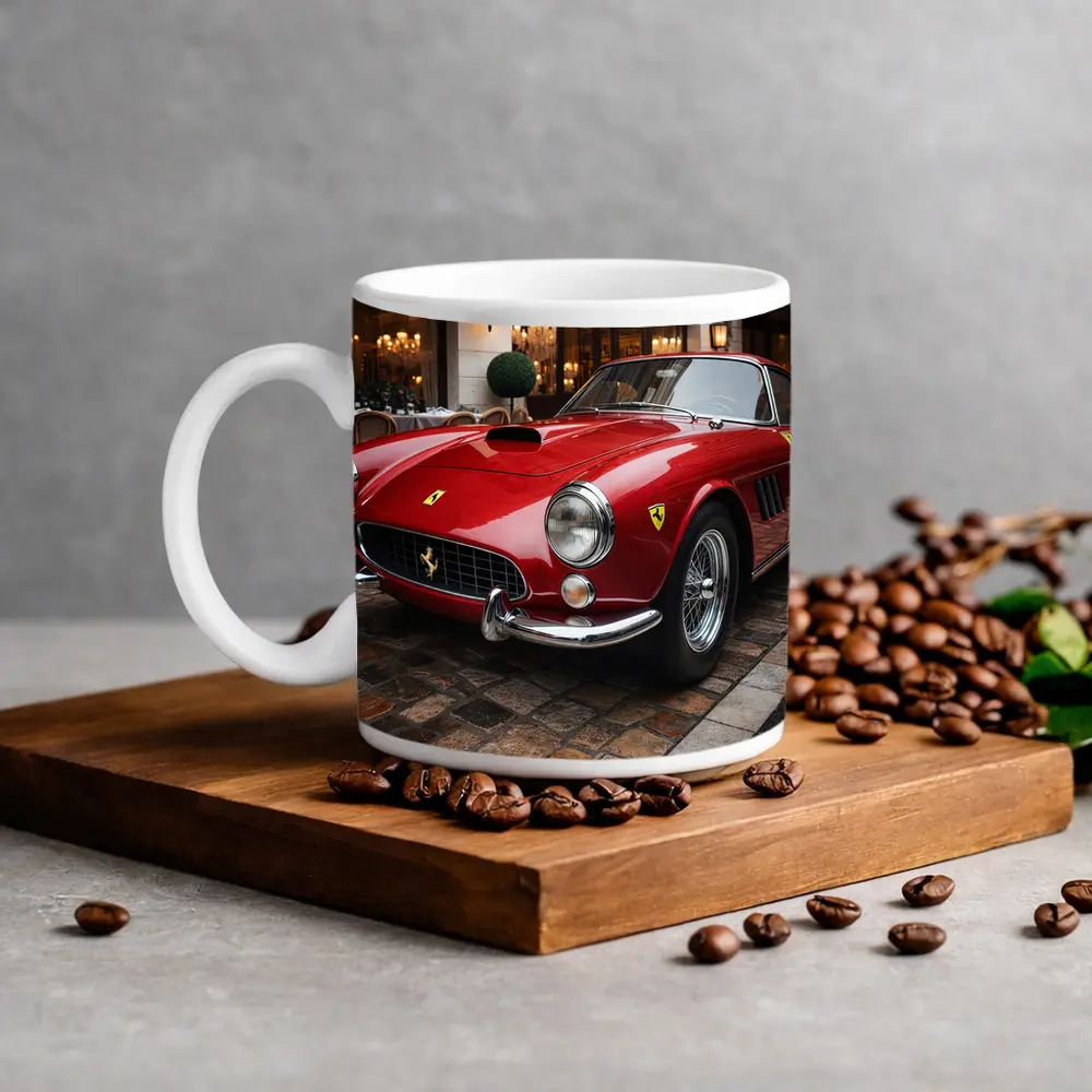 Ferrari 250 GT Classic Red Cobblestone Street – Mugs