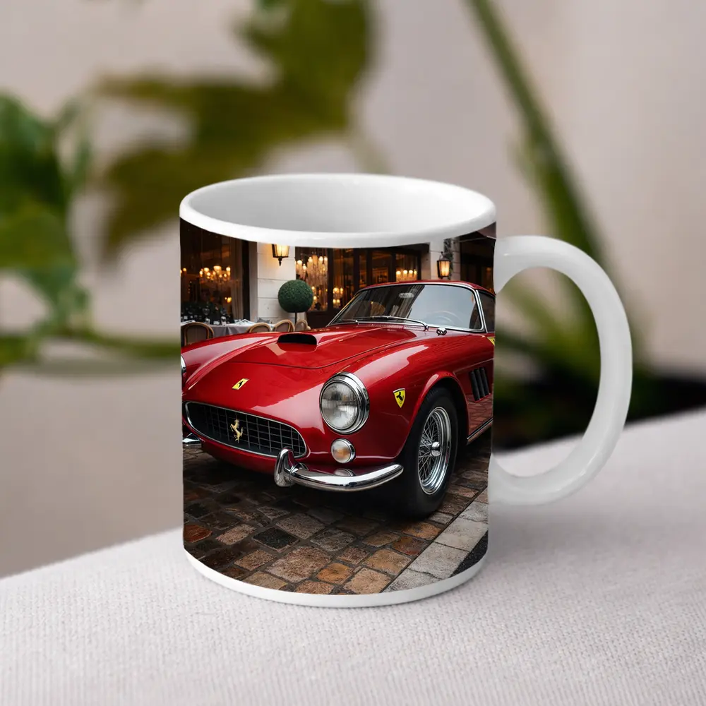 Ferrari 250 GT Classic Red Cobblestone Street – Mugs