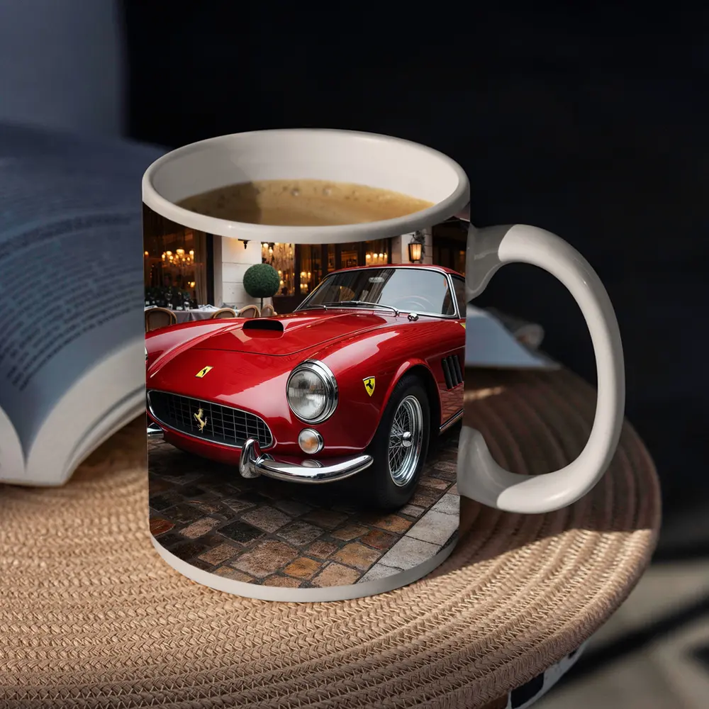 Ferrari 250 GT Classic Red Cobblestone Street – Mugs