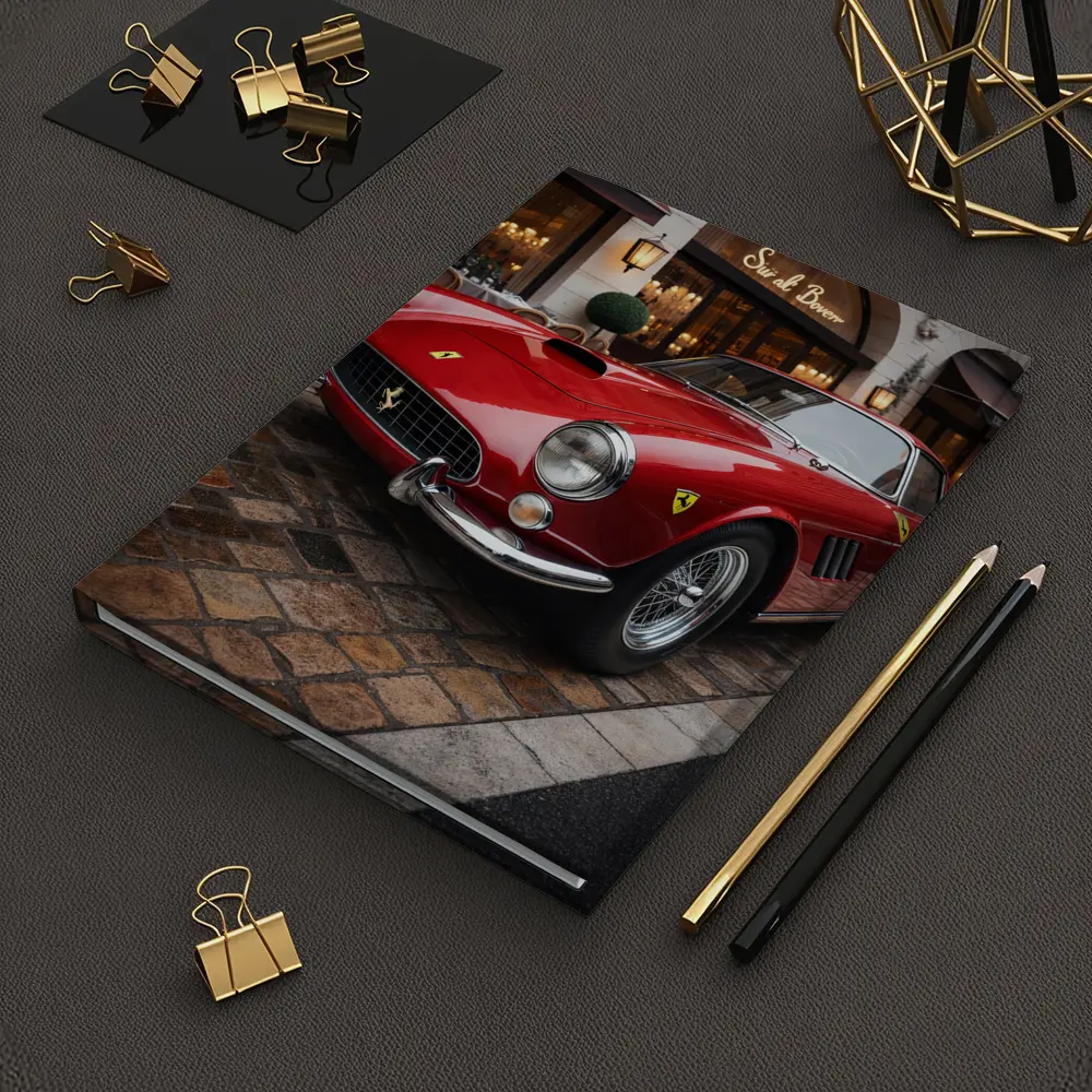 Ferrari 250 GT Classic Red Cobblestone Street – Notebooks