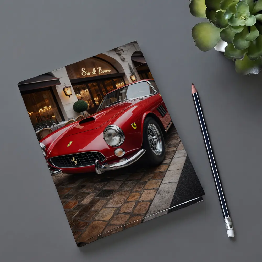 Ferrari 250 GT Classic Red Cobblestone Street – Notebooks
