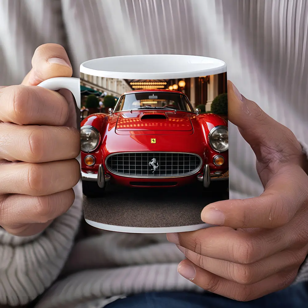 Vintage Ferrari Classic Red Street Front View – Mugs