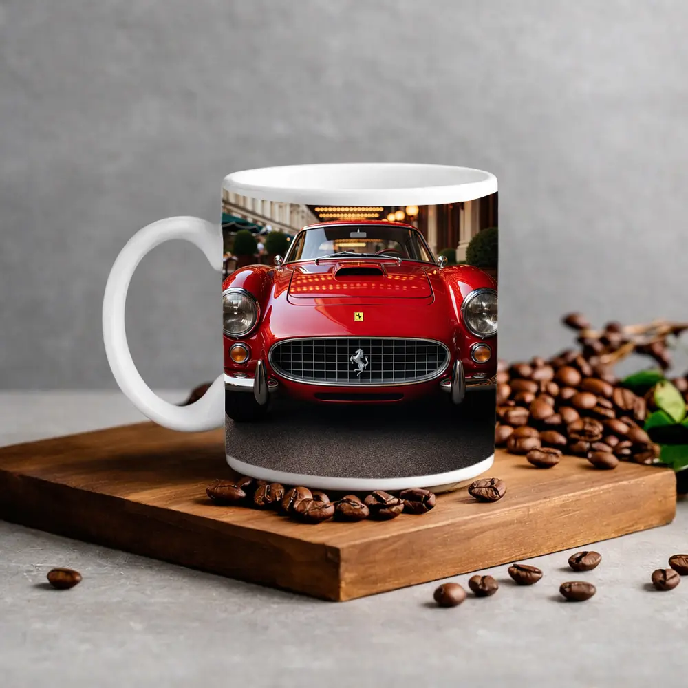 Vintage Ferrari Classic Red Street Front View – Mugs