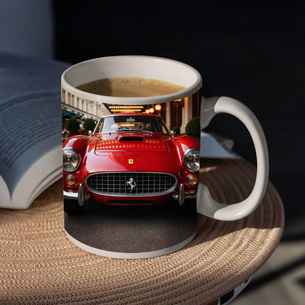 Vintage Ferrari Classic Red Street Front View – Mugs