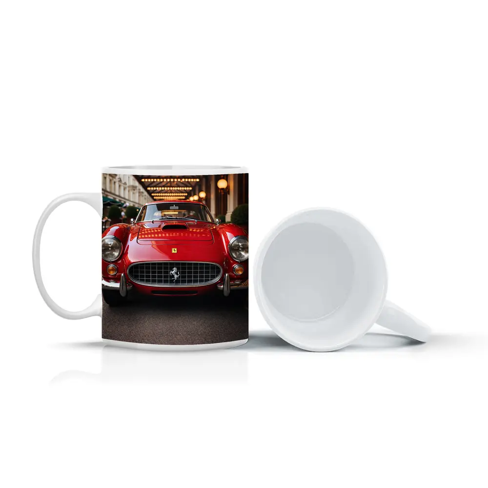 Vintage Ferrari Classic Red Street Front View – Mugs