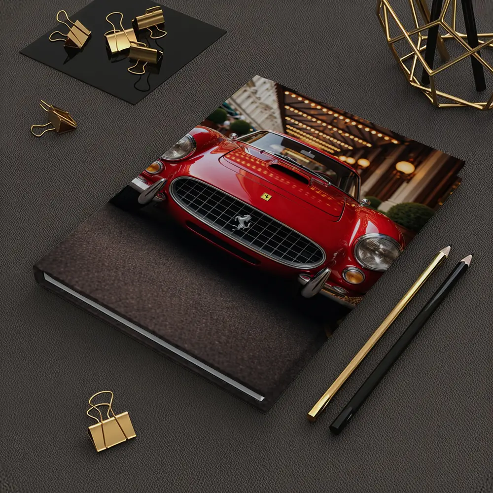 Vintage Ferrari Classic Red Street Front View – Notebooks