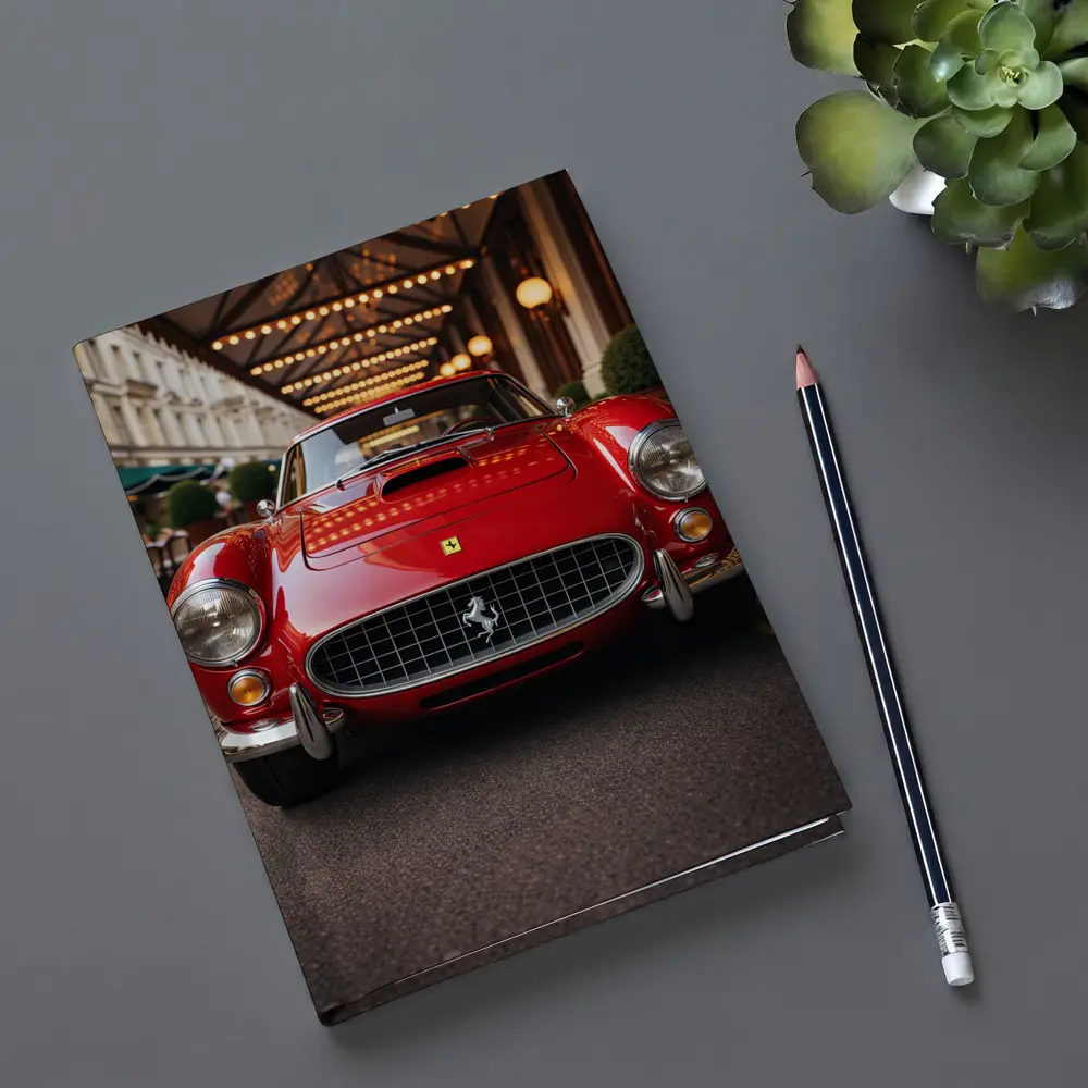 Vintage Ferrari Classic Red Street Front View – Notebooks