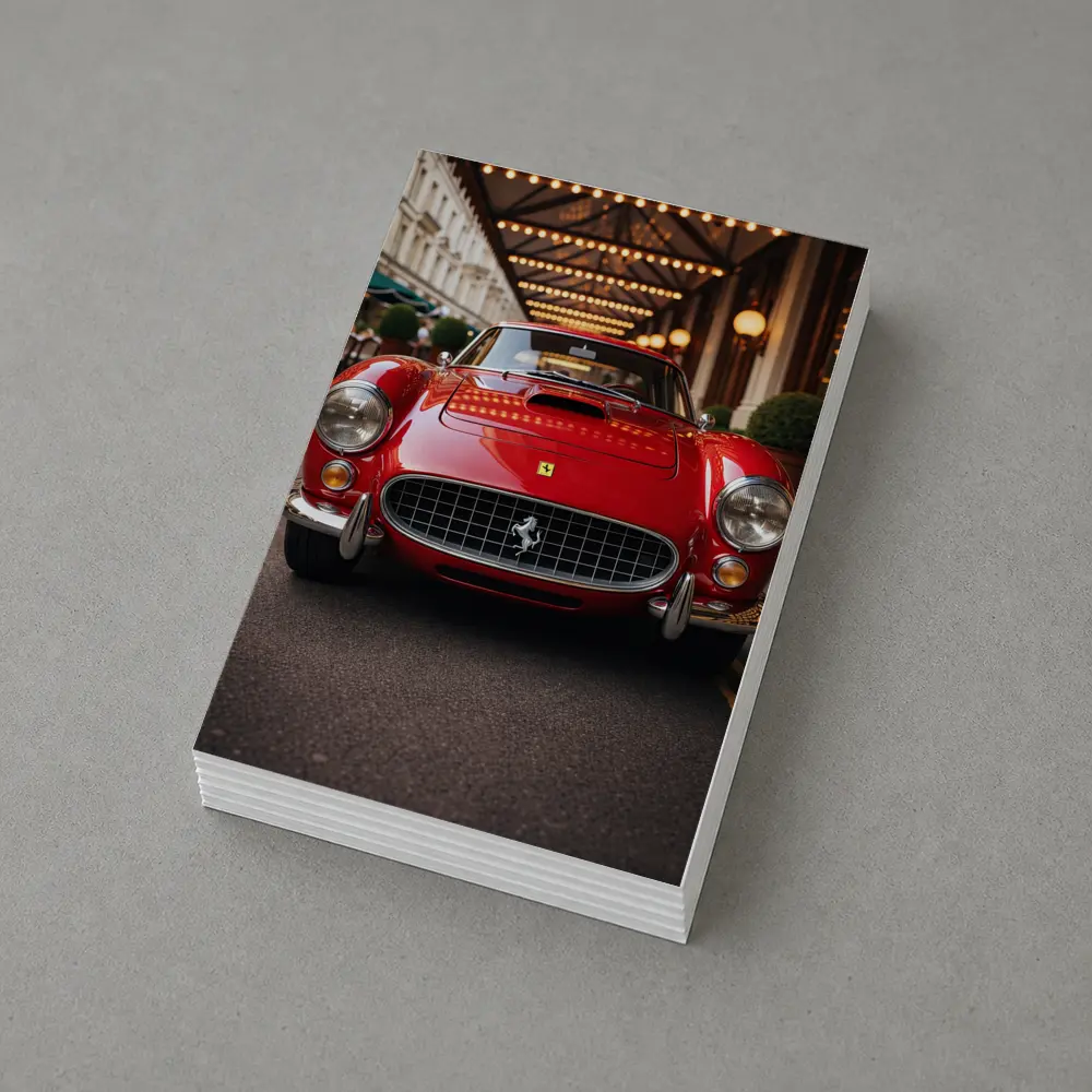 Vintage Ferrari Classic Red Street Front View – Postcards