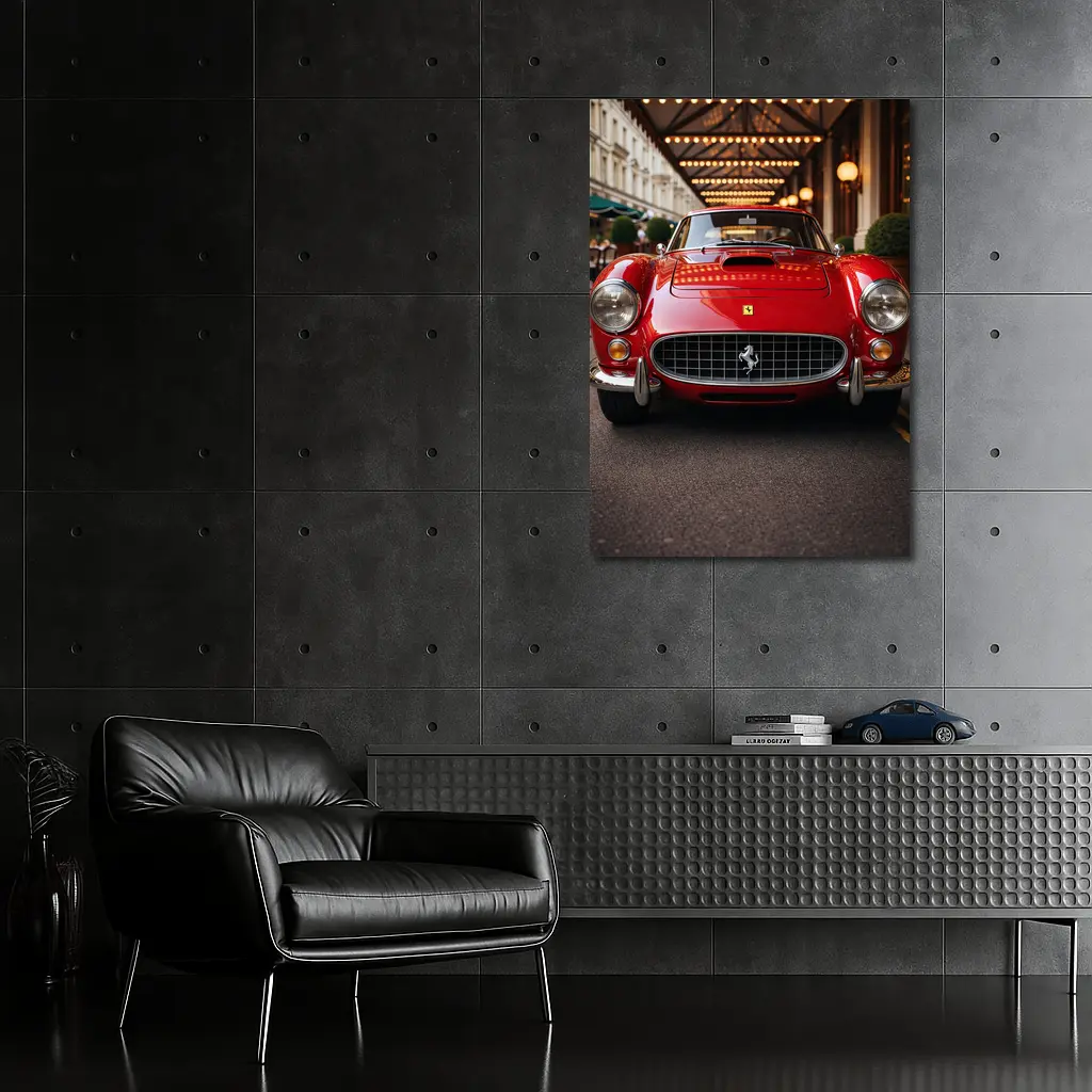 Vintage Ferrari Classic Red Street Front View – Wall Art