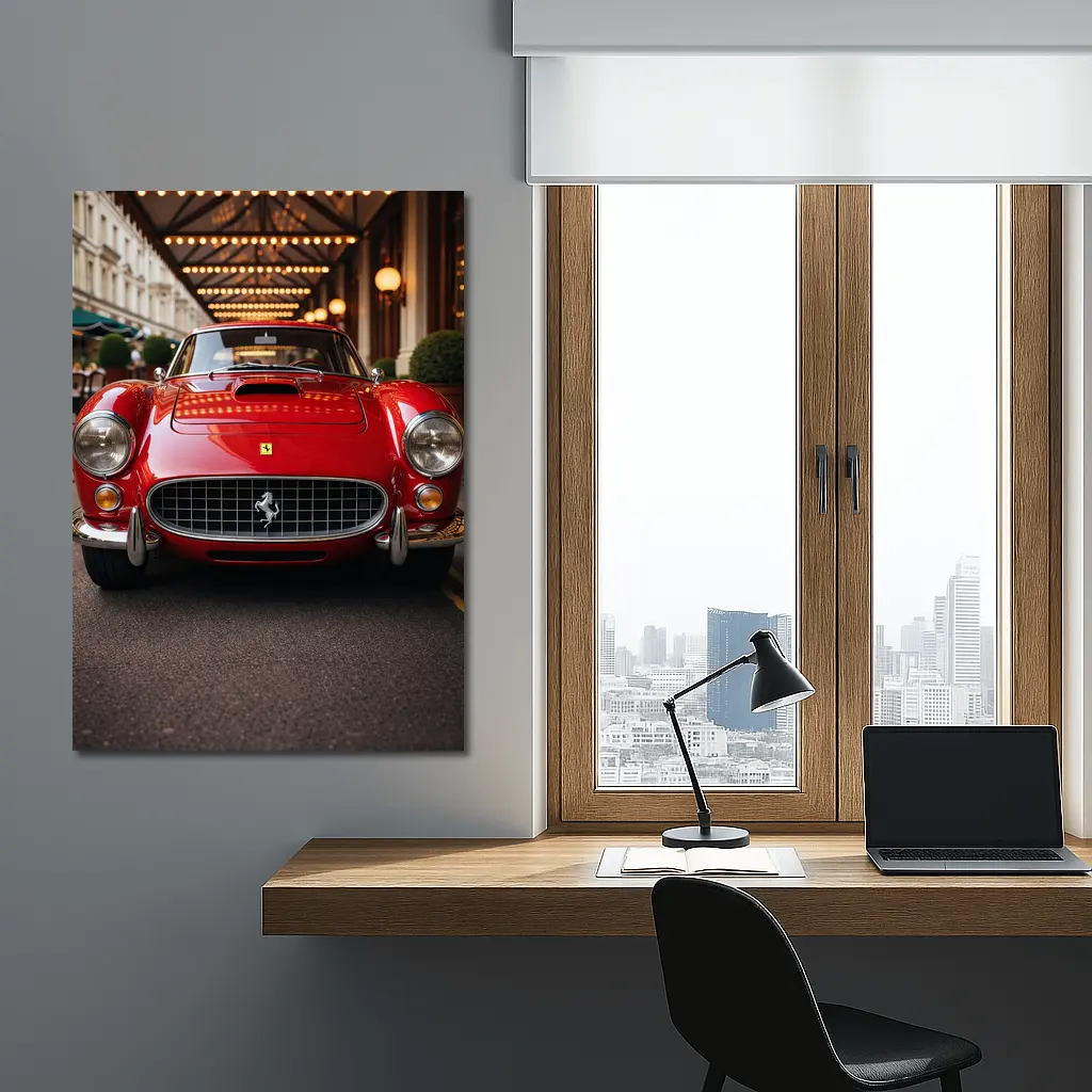 Vintage Ferrari Classic Red Street Front View – Wall Art