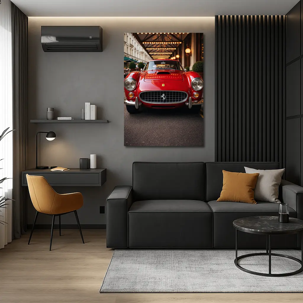 Vintage Ferrari Classic Red Street Front View – Wall Art