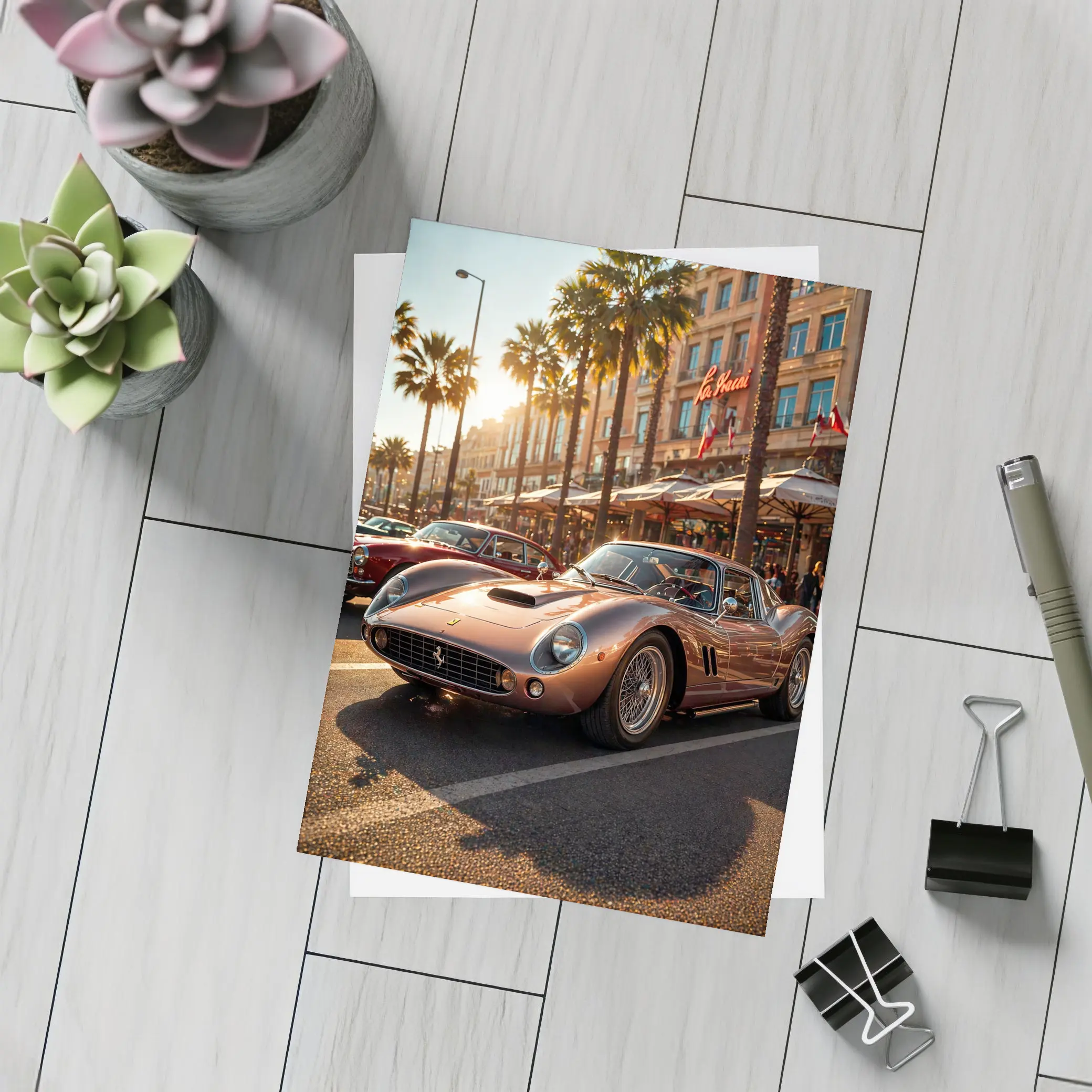 Ferrari 250 GTO Cannes Sunset Street Scene – Postcards