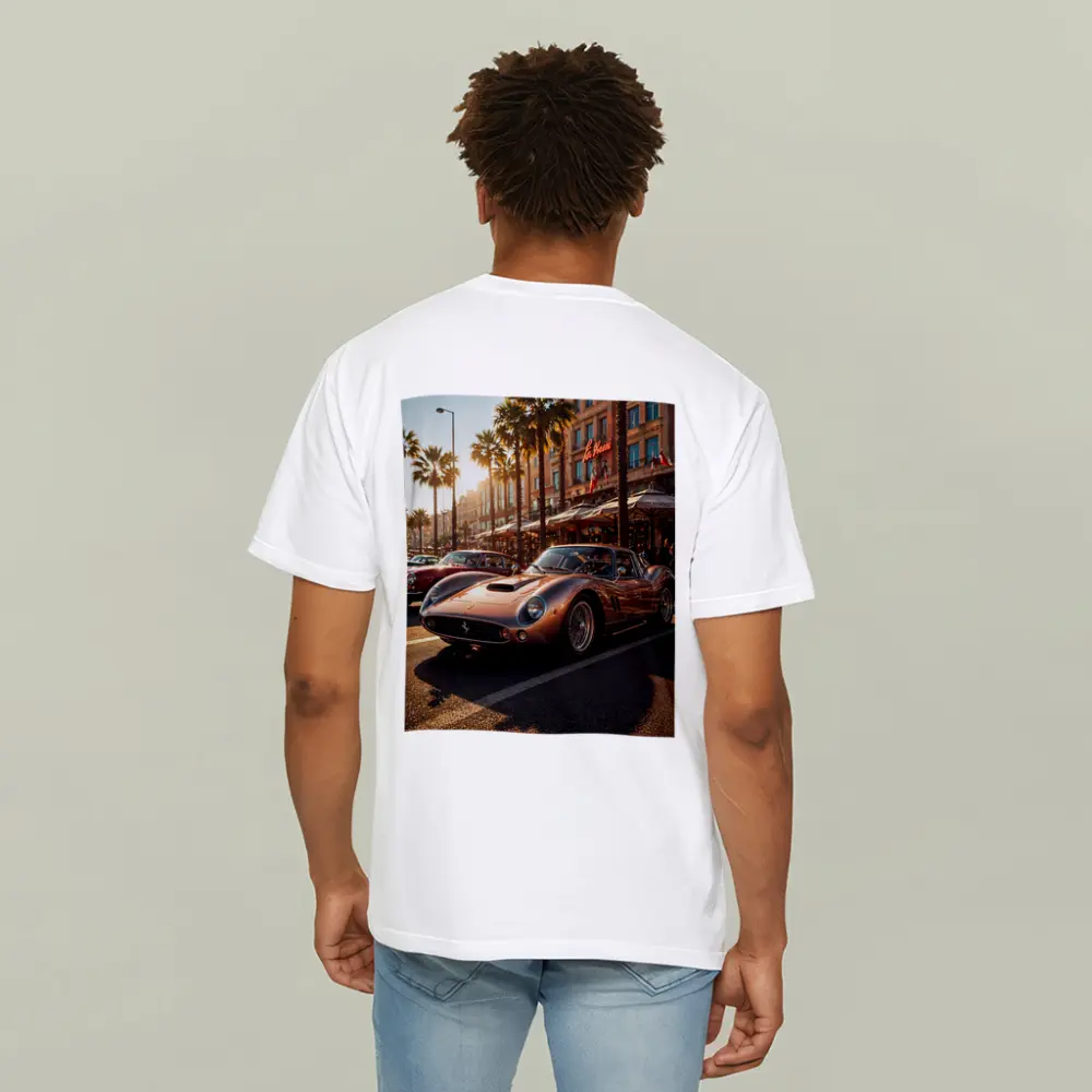 Ferrari 250 GTO Cannes Sunset Street Scene – T-Shirts