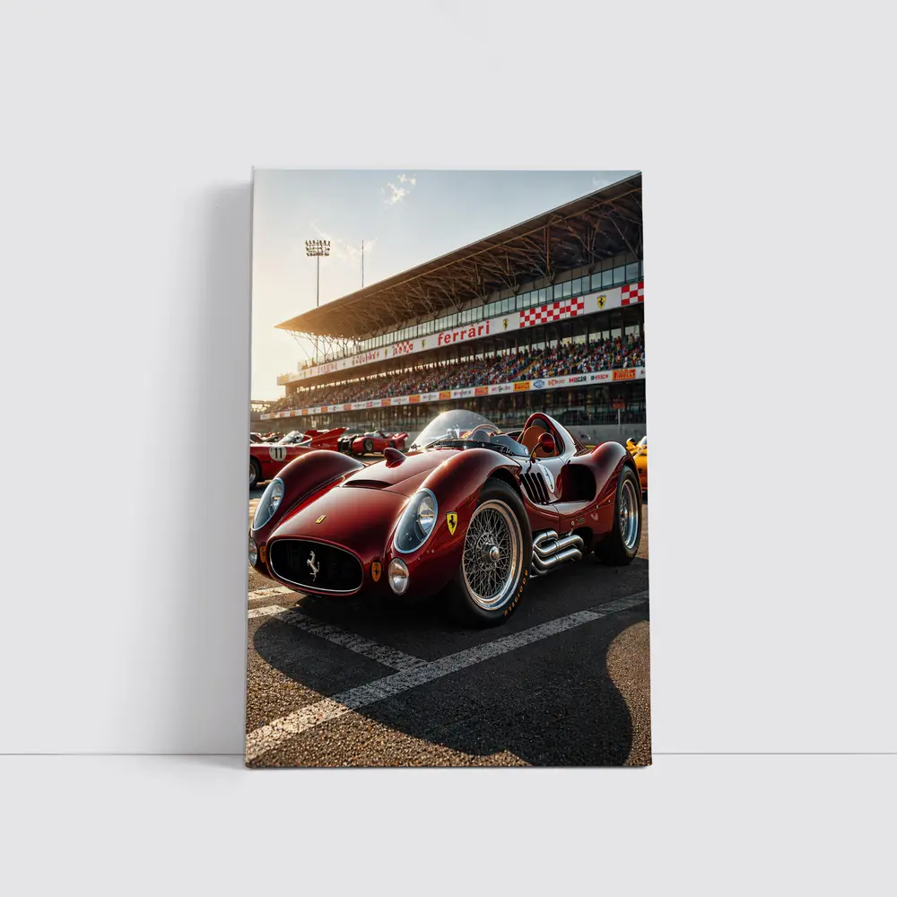Vintage Ferrari Race Car at Sunny Circuit – Wall Art