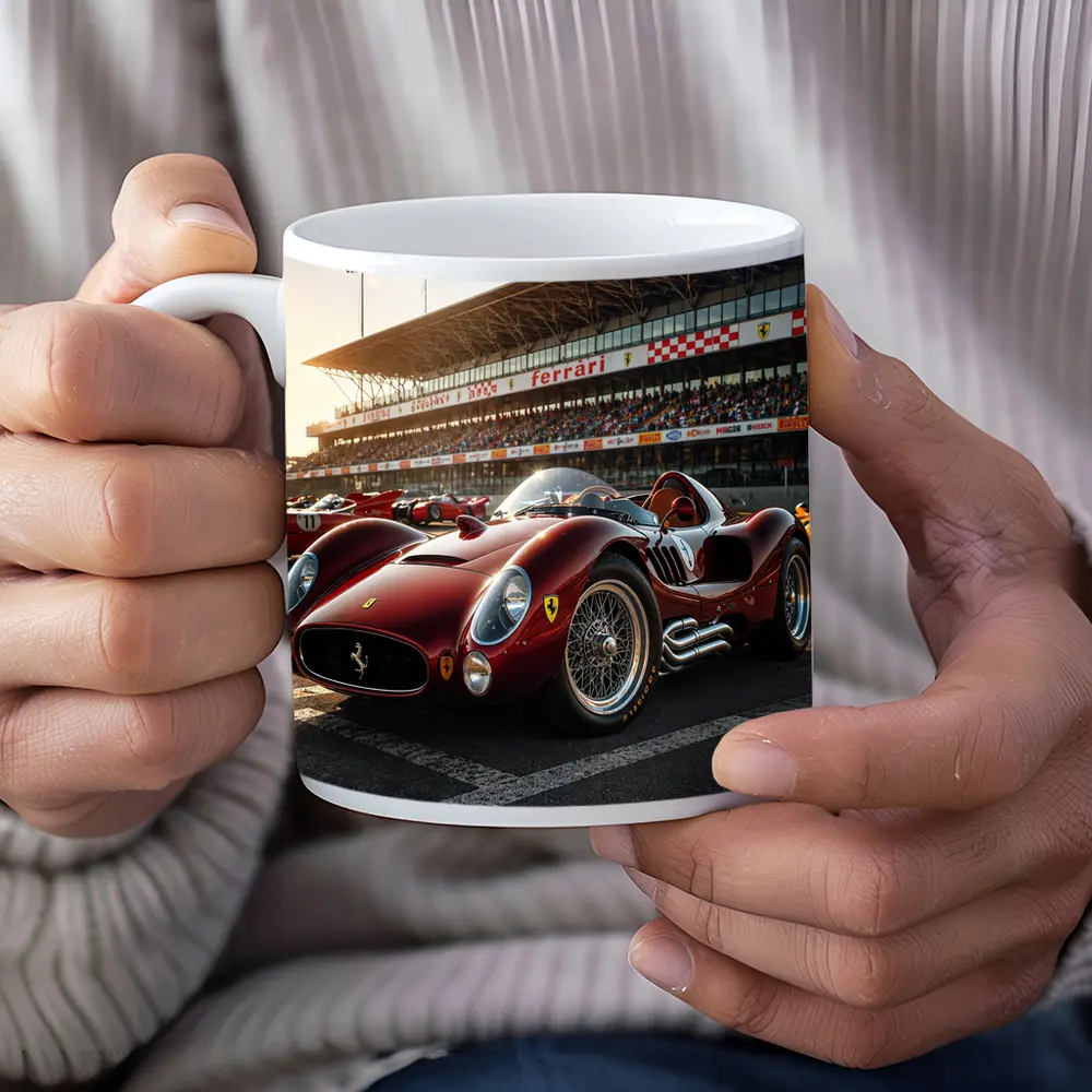 Vintage Ferrari Race Car at Sunny Circuit – Mugs