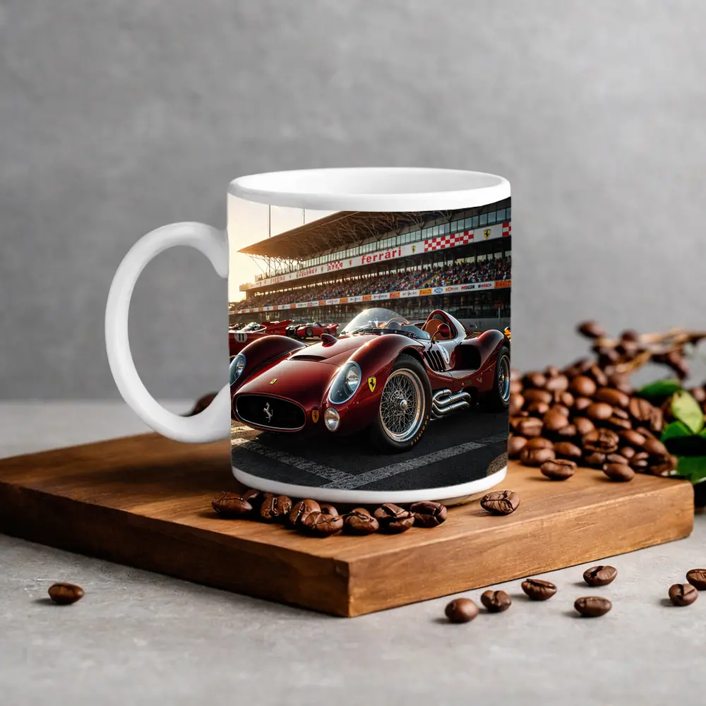 Vintage Ferrari Race Car at Sunny Circuit – Mugs