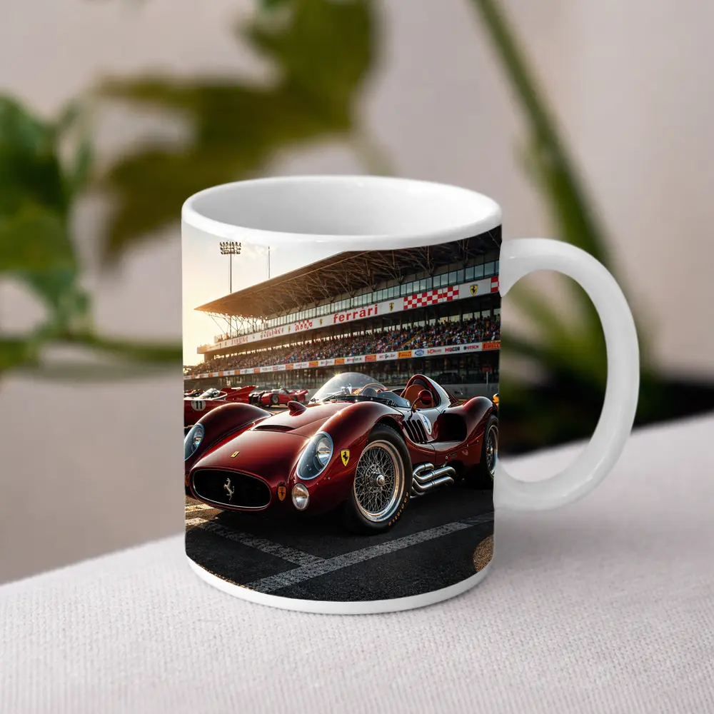 Vintage Ferrari Race Car at Sunny Circuit – Mugs