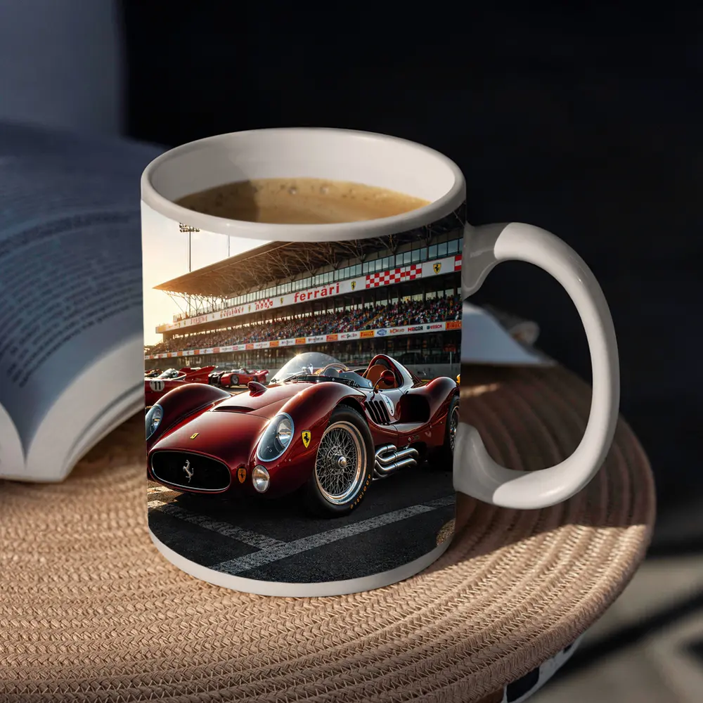 Vintage Ferrari Race Car at Sunny Circuit – Mugs