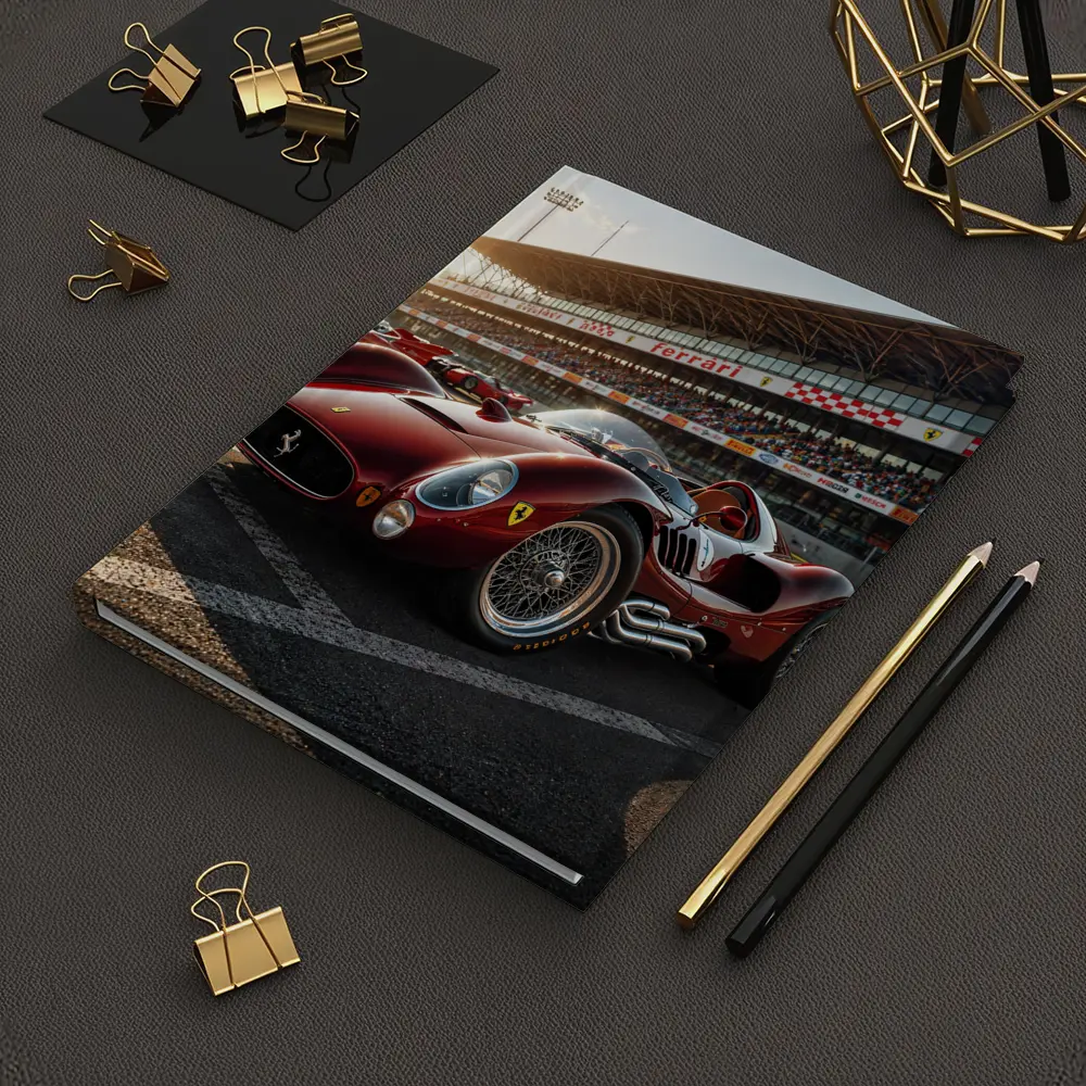 Vintage Ferrari Race Car at Sunny Circuit – Notebooks