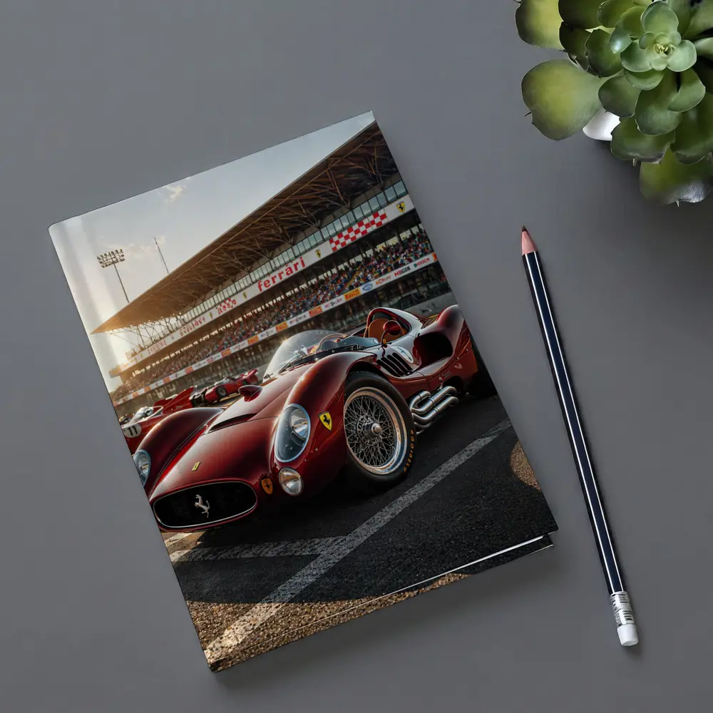Vintage Ferrari Race Car at Sunny Circuit – Notebooks