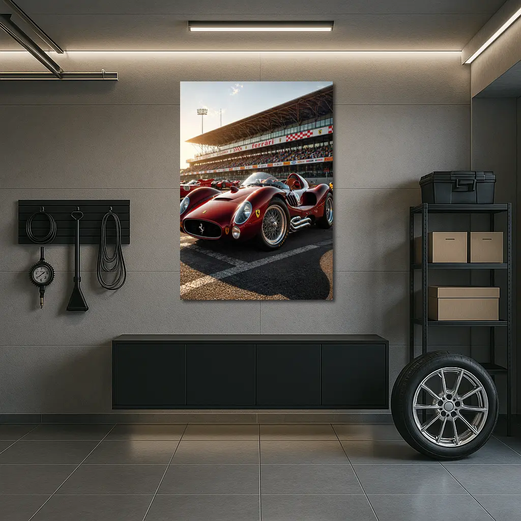 Vintage Ferrari Race Car at Sunny Circuit – Wall Art