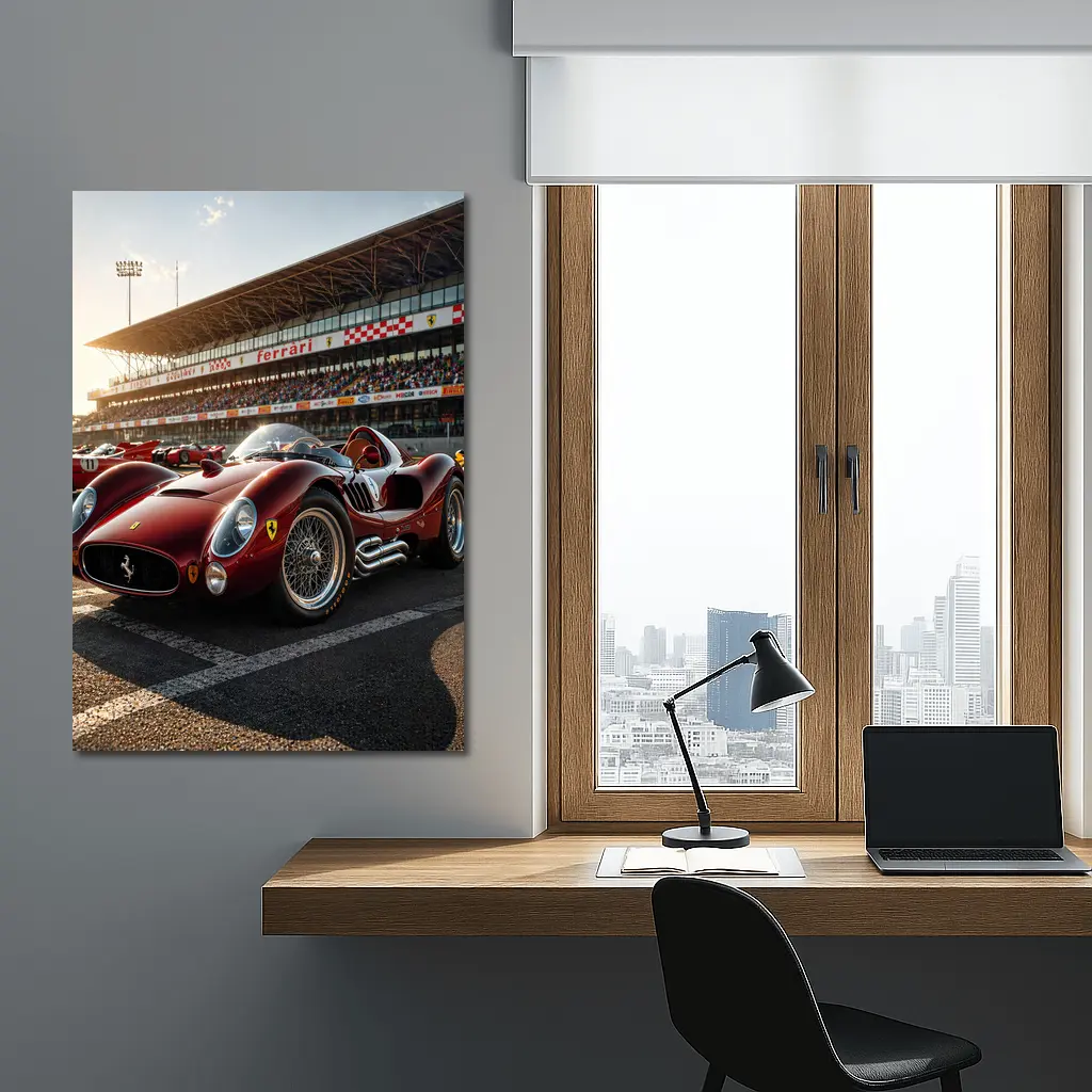 Vintage Ferrari Race Car at Sunny Circuit – Wall Art