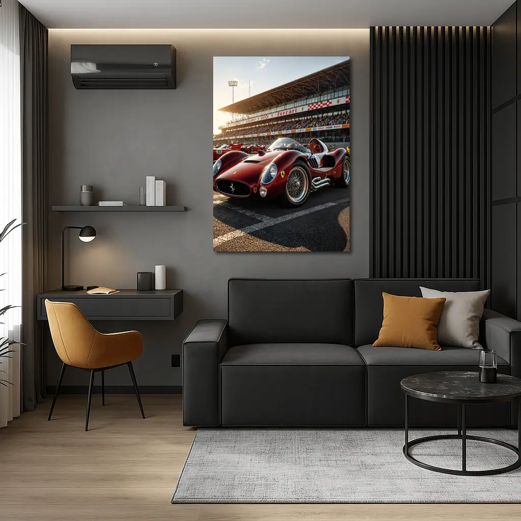Vintage Ferrari Race Car at Sunny Circuit – Wall Art