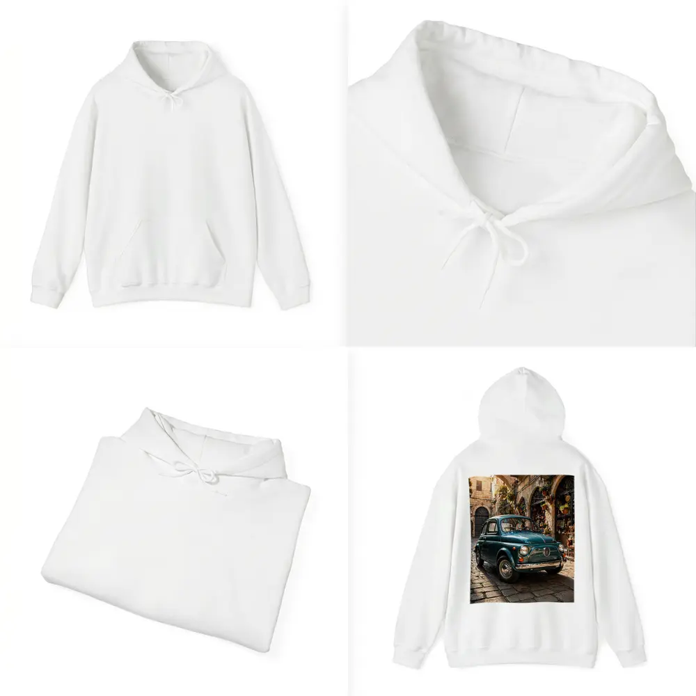 Vintage Fiat 500 Classic Italian Cobblestone Street – Hoodies
