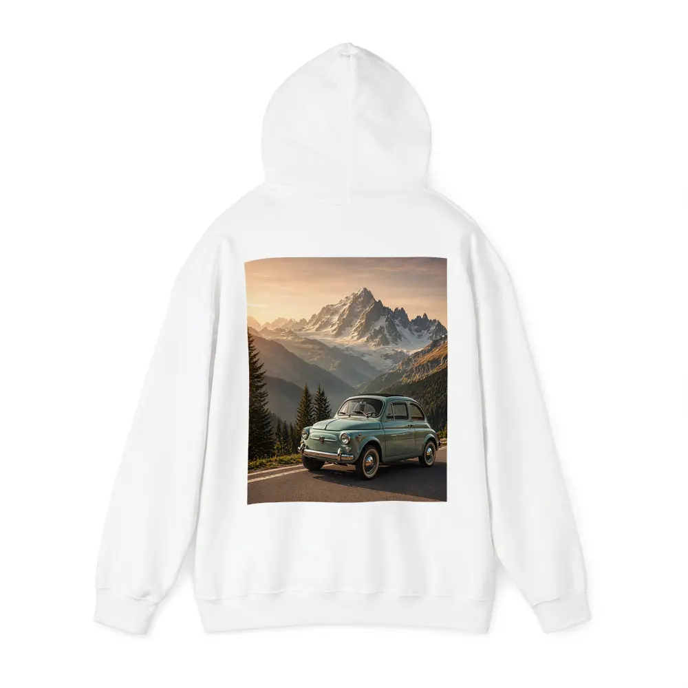 Vintage Fiat 500 Parked in Alpine Mountains – Hoodies