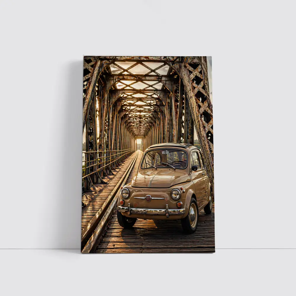 Vintage Fiat 500 On Rusty Bridge – Wall Art