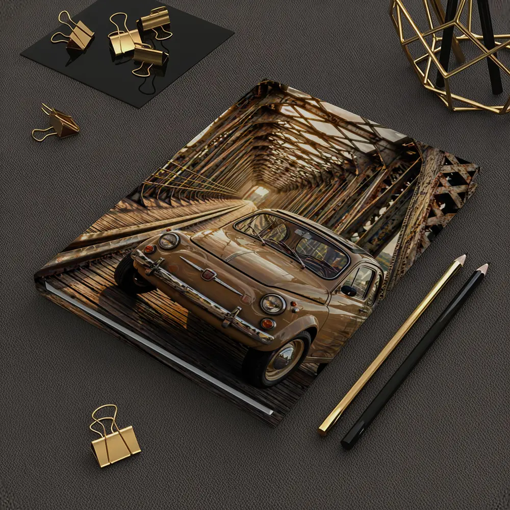 Vintage Fiat 500 On Rusty Bridge – Notebooks