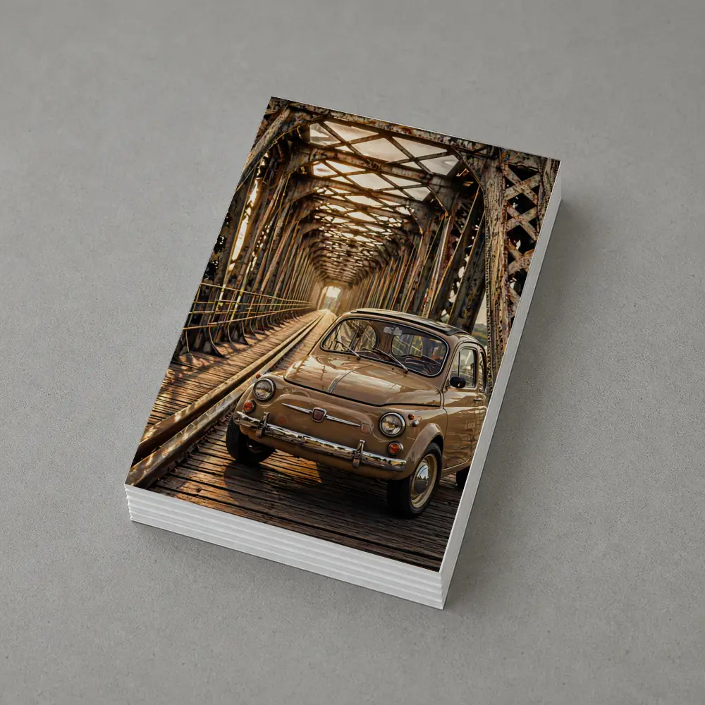 Vintage Fiat 500 On Rusty Bridge – Postcards