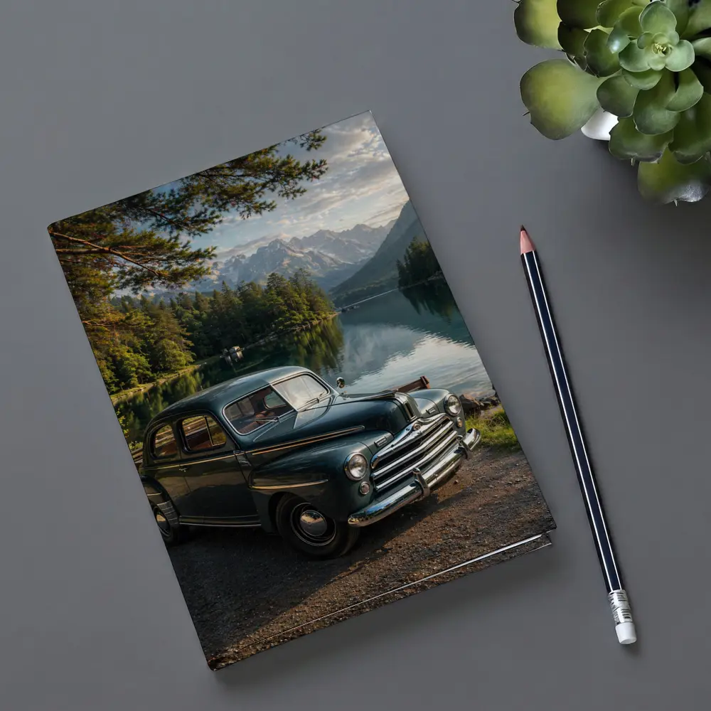 Vintage Ford Classic Car Mountain Lake – Notebooks