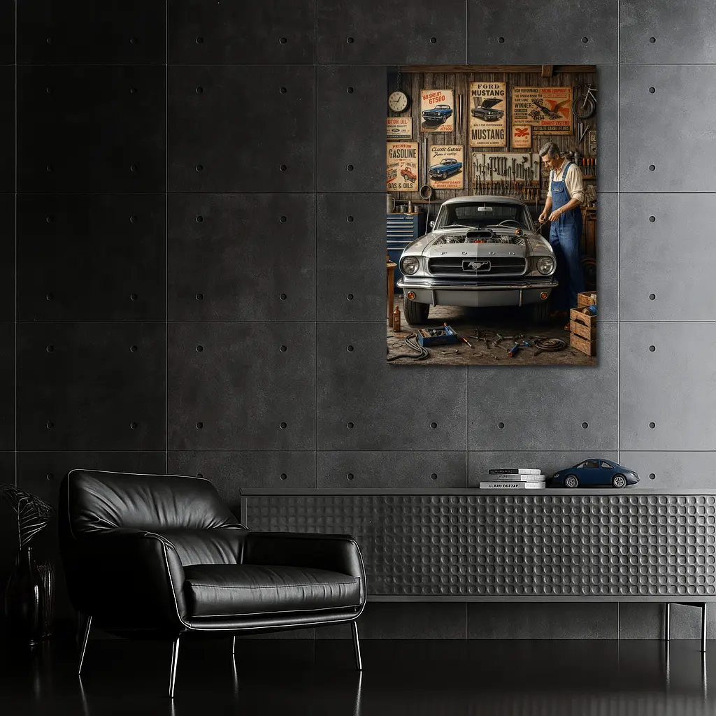 Ford Mustang Classic Garage Mechanic Vintage – Wall Art