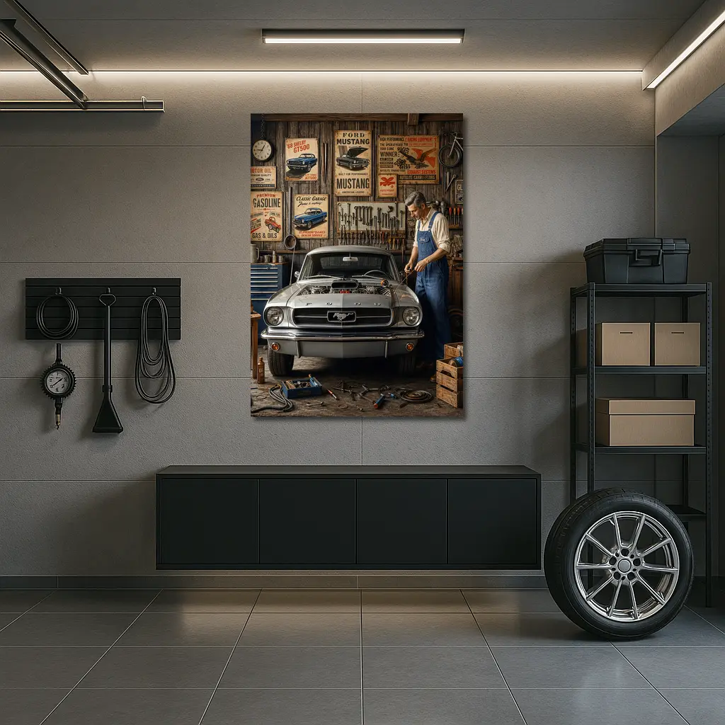 Ford Mustang Classic Garage Mechanic Vintage – Wall Art