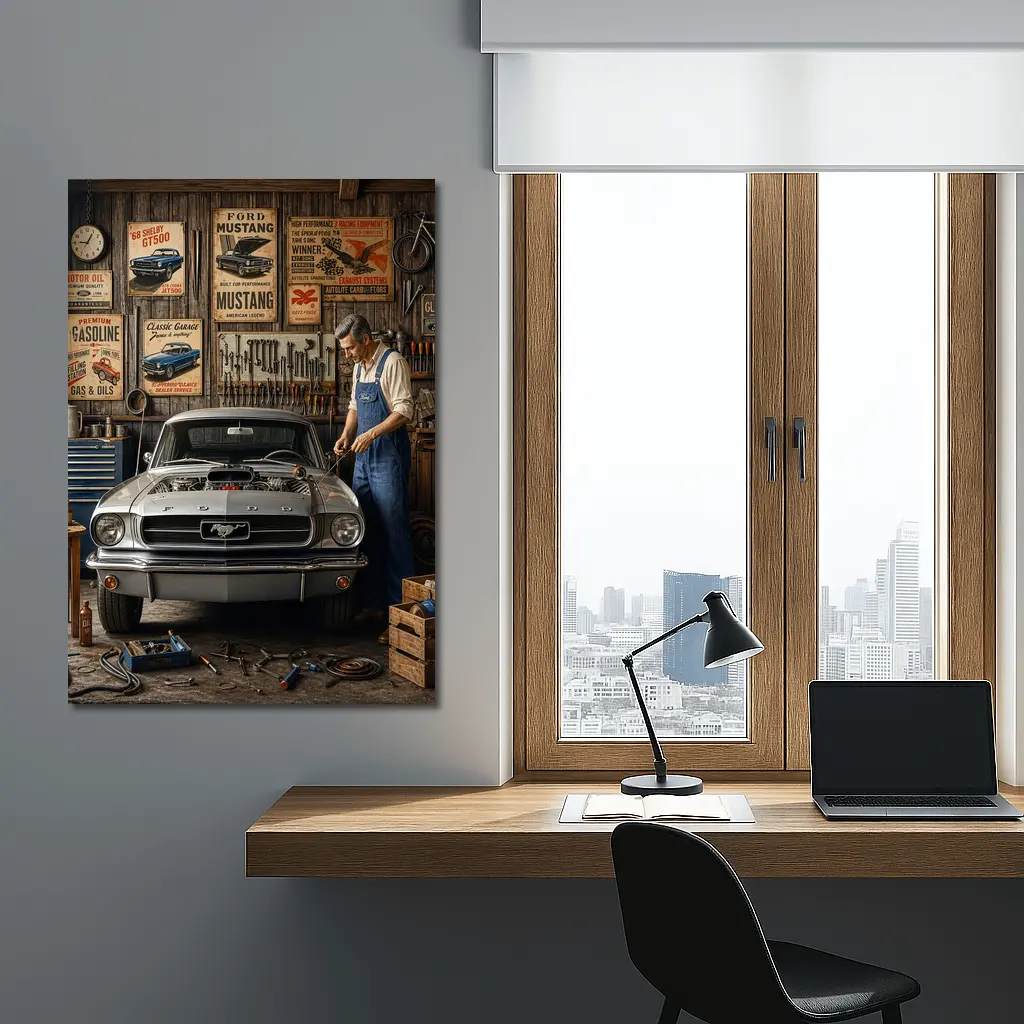 Ford Mustang Classic Garage Mechanic Vintage – Wall Art