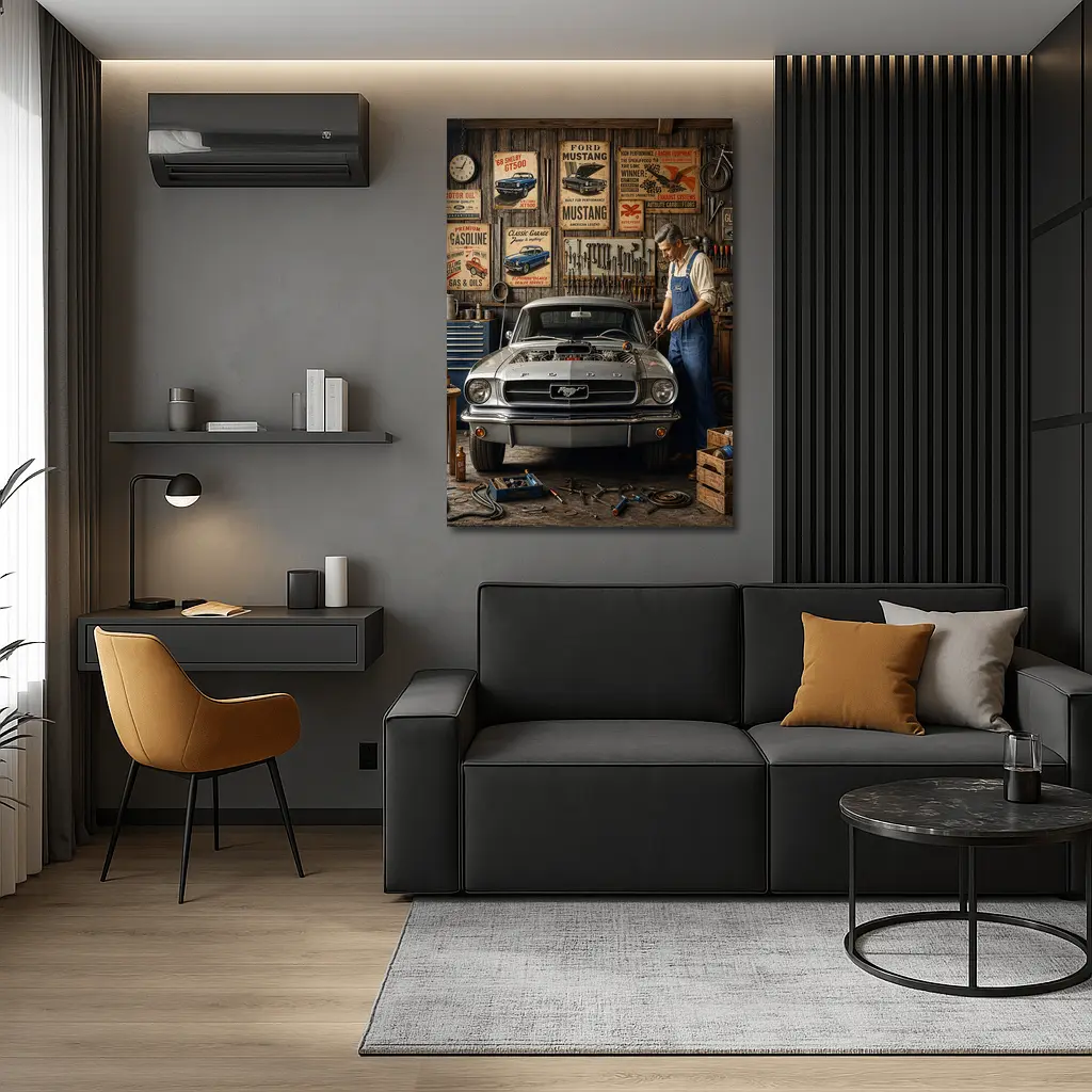 Ford Mustang Classic Garage Mechanic Vintage – Wall Art