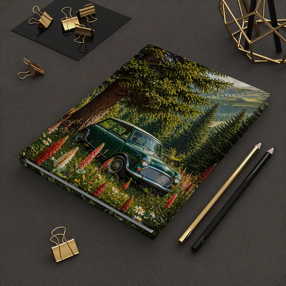 Classic Mini Cooper Green Alpine Wildflower Forest – Notebooks
