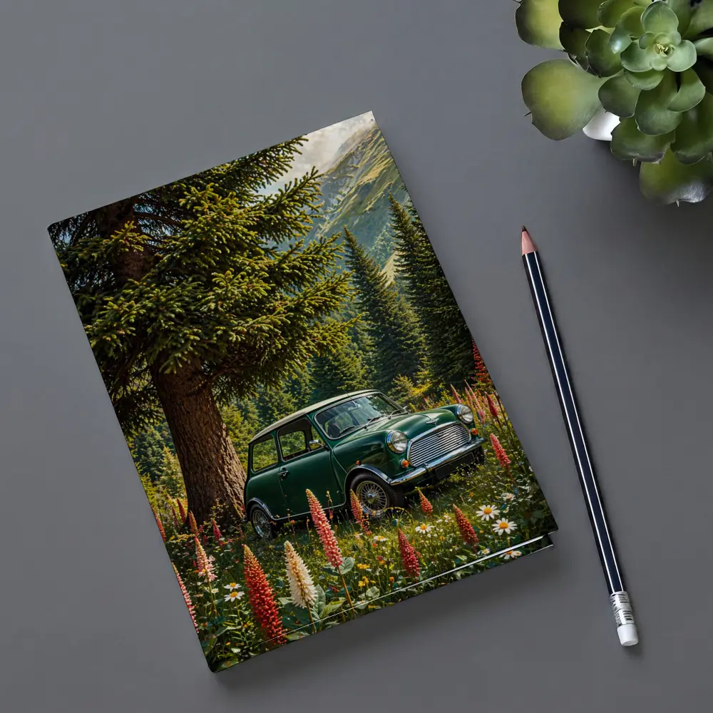 Classic Mini Cooper Green Alpine Wildflower Forest – Notebooks